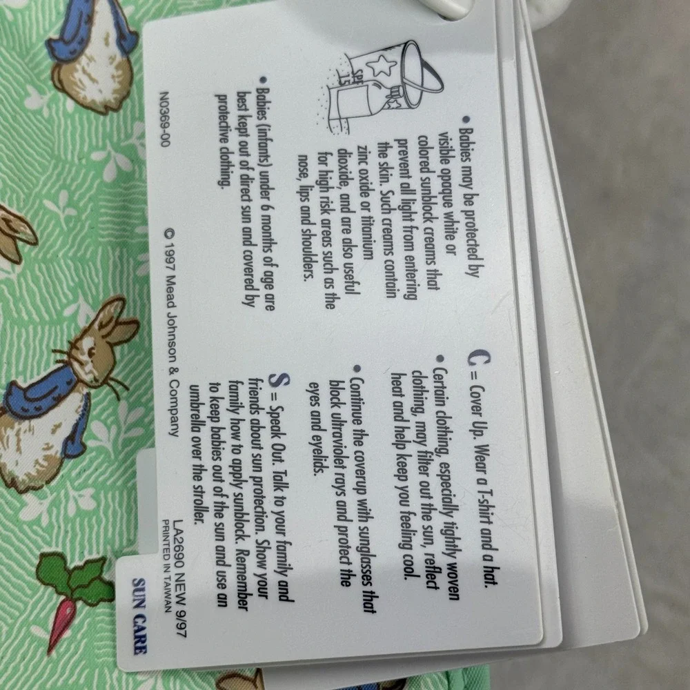 Vintage 1997 Enfamil Peter Rabbit Insulated Bag Green Beatrix Potter Tag